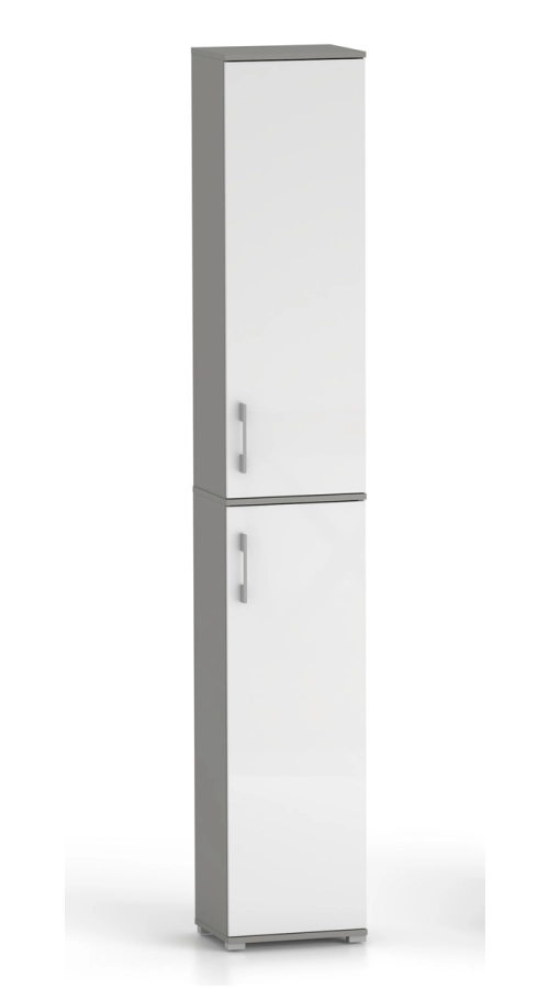 Szafa biurowa Pola 215 - 2D 40 cm Szary Artktyczny z białymi frontami